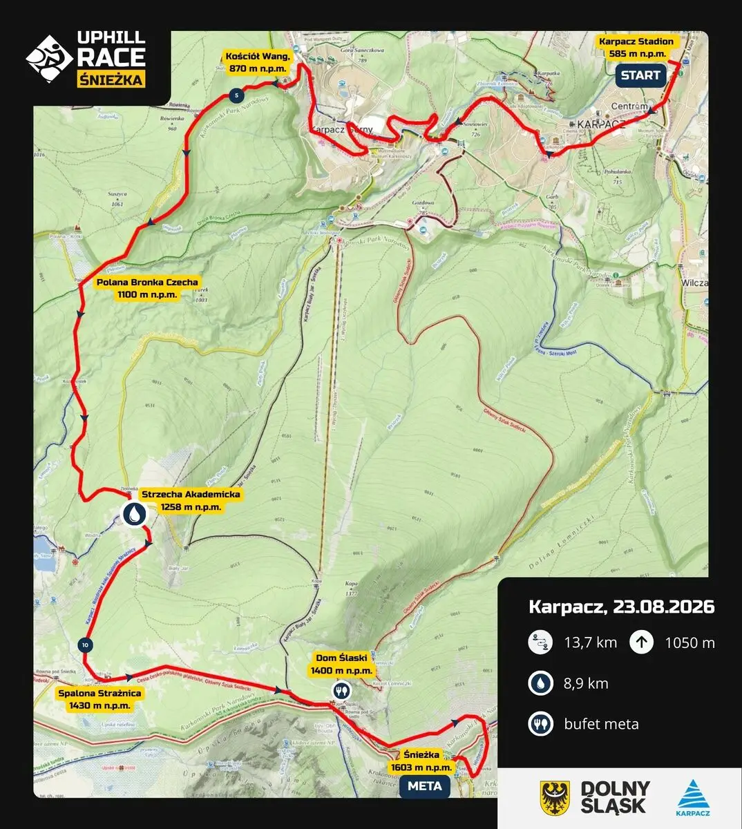 Utrudnienia w ruchu w Karpaczu podczas 36. Uphill Race Śnieżka 2026
