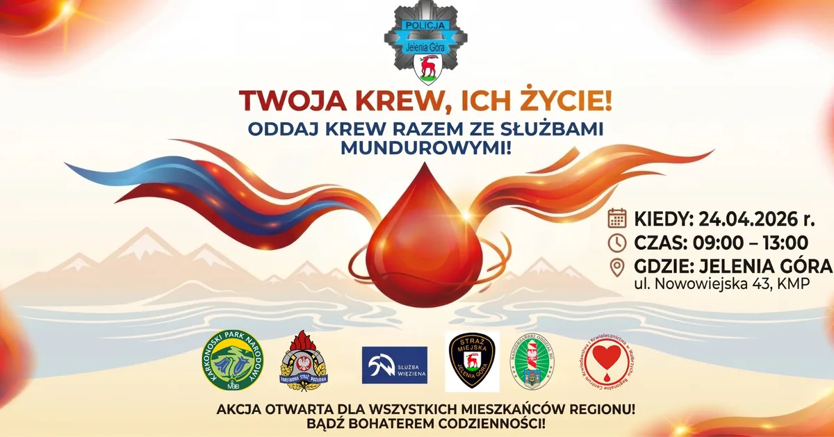 Akcja honorowego oddawania krwi w Jeleniej Górze przez służby mundurowe
